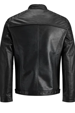 Jack & Jones Casacos-Blusão com efeito de couro preto