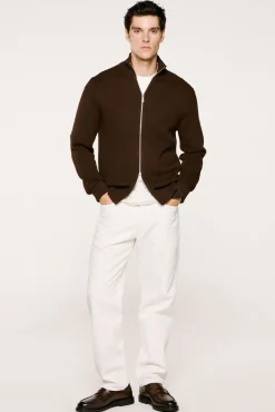 Selected Camisolas-Blusão com malha 100% algodão orgânico Castanho