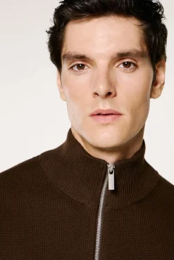 Selected Camisolas-Blusão com malha 100% algodão orgânico Castanho