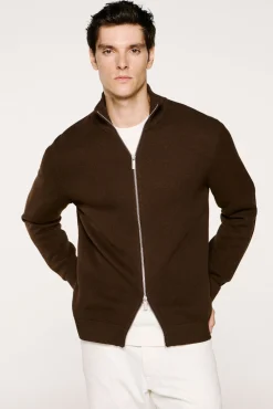 Selected Camisolas-Blusão com malha 100% algodão orgânico Castanho