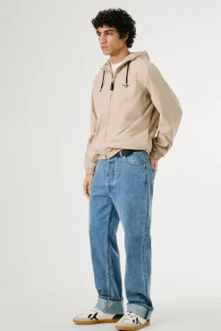 Pepe Jeans Casacos-Blusão corta-vento com logo no peito. bege