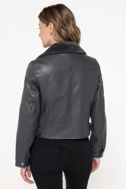 Vero Moda Sobretudos-Blusão curta com efeito de couro Cinzento