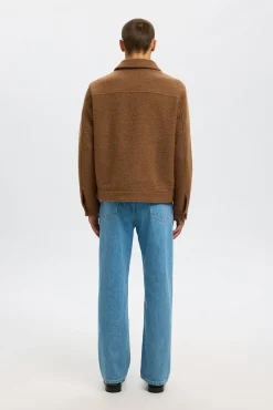 Selected Casacos-Blusão curta de lã com fecho-éclair Castanho