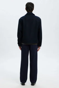 Selected Casacos-Blusão curta de lã com fecho-éclair Azul