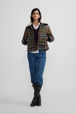 Silbon Sobretudos-Blusão de borrego xadrez encerada Verde