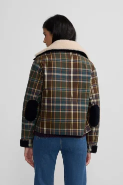 Silbon Sobretudos-Blusão de borrego xadrez encerada Verde