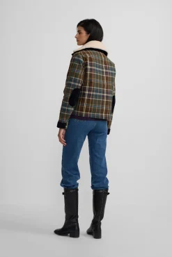 Silbon Sobretudos-Blusão de borrego xadrez encerada Verde