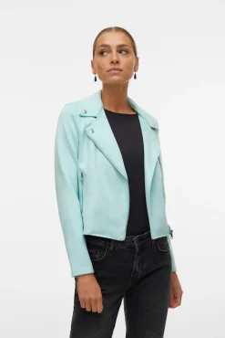 Vero Moda Sobretudos-Blusão de camurça com tachas Azul