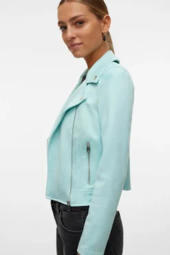 Vero Moda Sobretudos-Blusão de camurça com tachas Azul