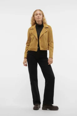 Vero Moda Sobretudos-Blusão de camurça com tachas Castanho