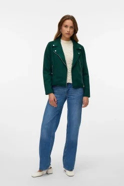Vero Moda Sobretudos-Blusão de camurça com tachas Verde