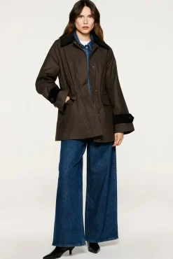 Selected Sobretudos|Casacos-Blusão de gola de veludo cotelê 100% algodão orgânico Castanho