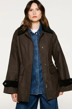 Selected Sobretudos|Casacos-Blusão de gola de veludo cotelê 100% algodão orgânico Castanho