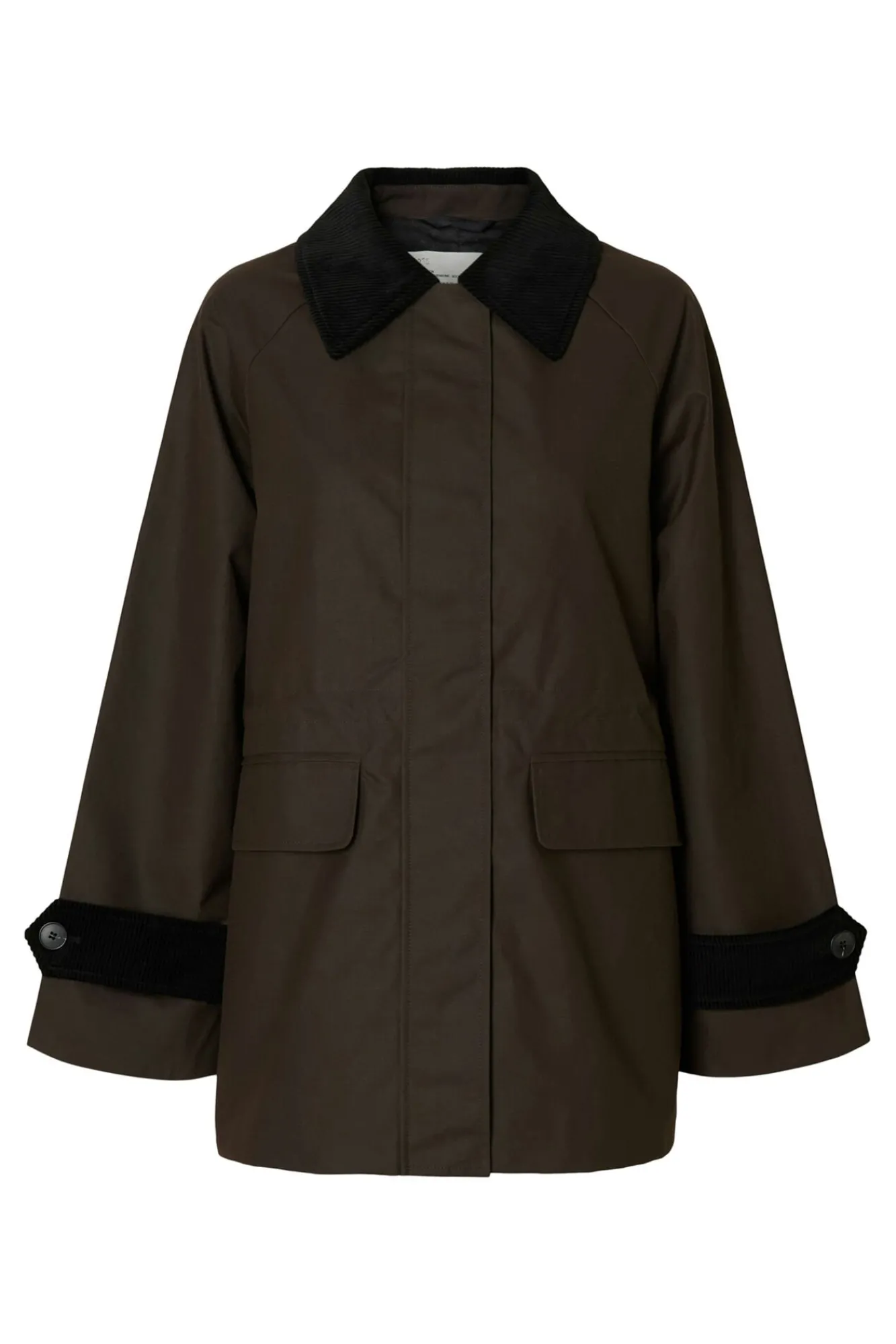 Selected Sobretudos|Casacos-Blusão de gola de veludo cotelê 100% algodão orgânico Castanho