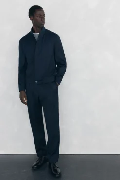 Pedro del Hierro Casacos-Blusão de lã estilo bomber Azul