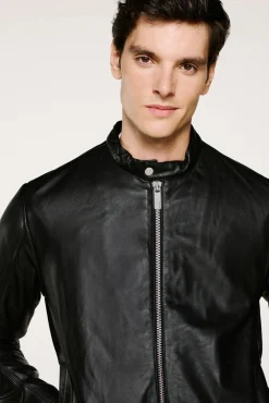 Selected Casacos-Blusão de pele Preto