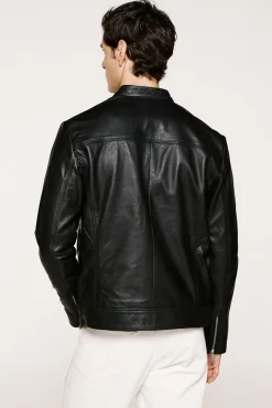 Selected Casacos-Blusão de pele Preto