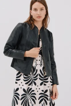 Cortefiel Sobretudos-Blusão de pele biker Preto