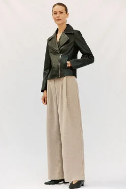 Cortefiel Sobretudos-Blusão de pele biker Preto