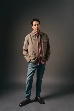 OOTO Casacos-Blusão de trabalho com gola de veludo cotelê Verde