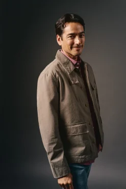 OOTO Casacos-Blusão de trabalho com gola de veludo cotelê Verde