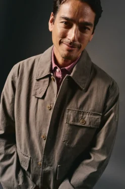 OOTO Casacos-Blusão de trabalho com gola de veludo cotelê Verde