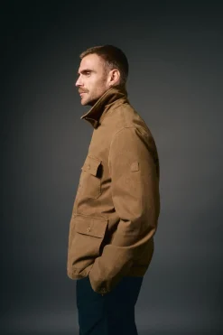 OOTO Casacos-Blusão de trabalho com gola de veludo cotelê Castanho