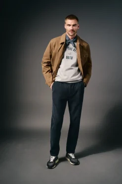 OOTO Casacos-Blusão de trabalho com gola de veludo cotelê Castanho