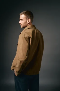 OOTO Casacos-Blusão de trabalho com gola de veludo cotelê Castanho