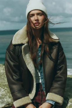 Springfield Sobretudos|Casacos-Blusão dupla face com gola de pele castanho