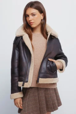 Springfield Sobretudos|Casacos-Blusão dupla face com gola de pele castanho