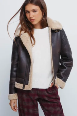 Springfield Sobretudos|Casacos-Blusão dupla face com gola de pele castanho