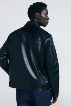 Springfield Casacos-Blusão efeito pele preto