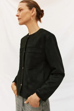 Cortefiel Sobretudos-Blusão efeito pele Preto