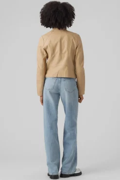 Vero Moda Sobretudos-Blusão efeito pele gola Perkins Tostado