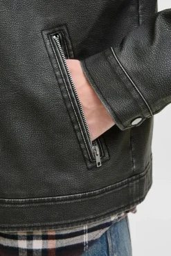 Jack & Jones Casacos-Blusão estilo motociclista preto