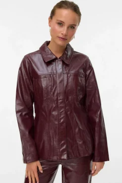 Vero Moda Sobretudos-Blusão justa com efeito couro Granada
