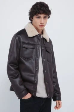 Springfield Casacos-Blusão trucker com efeito camurça dupla face castanho