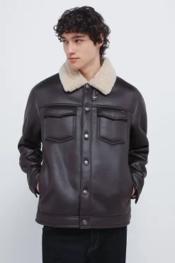 Springfield Casacos-Blusão trucker com efeito camurça dupla face castanho