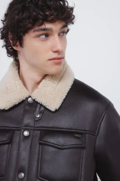 Springfield Casacos-Blusão trucker com efeito camurça dupla face castanho