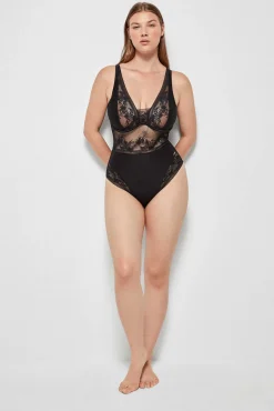Gisela Roupa Interior-Body con aro encaje preto