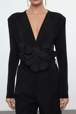 Trendyol Camisolas-Body de malha preto