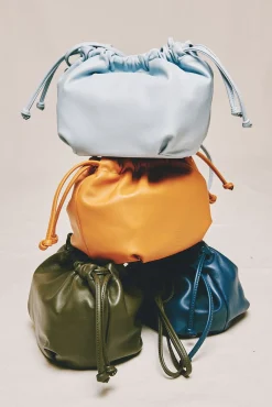 Zubi Malas-Bolsa bucket de pele Azul