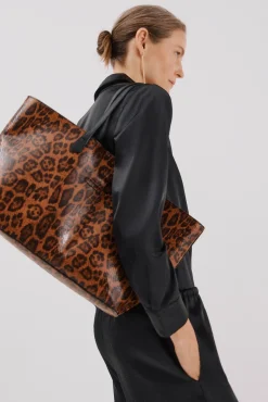 Cortefiel Malas-Bolsa de compras com estampado de leopardo Castanho