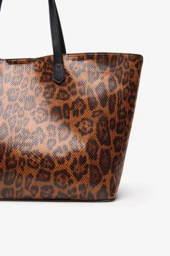Cortefiel Malas-Bolsa de compras com estampado de leopardo Castanho