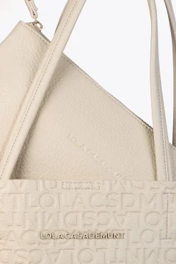 Lola Casademunt Malas-Bolsa de compras com monograma Ecru