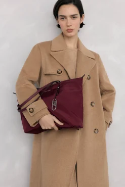 Pedro del Hierro Malas-Bolsa de compras de nylon com fecho-éclair Bordeaux