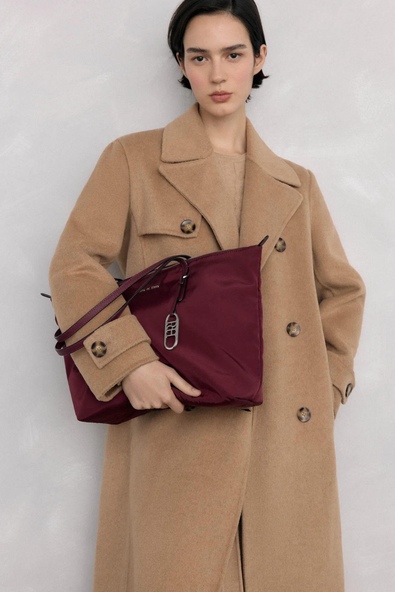 Pedro del Hierro Malas-Bolsa de compras de nylon com fecho-éclair Bordeaux