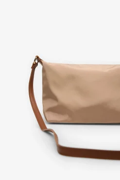 Cortefiel Malas-Bolsa de ombro com logo de nylon porque Castanho