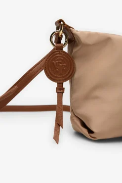 Cortefiel Malas-Bolsa de ombro com logo de nylon porque Castanho